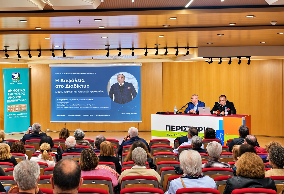 Ενδιαφέρουσα διάλεξη για την ασφάλεια στο διαδίκτυο στο Δημοτικό Ελεύθερο Ανοικτό Πανεπιστήμιο Περιστερίου