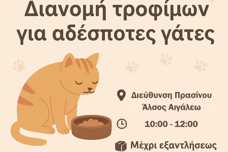 Παγκόσμια Ημέρα Ζώων – Ο Δήμος Αιγάλεω στηρίζει τις αδέσποτες γάτες 