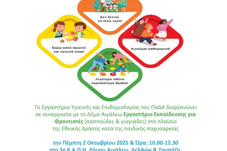 Κάλεσμα σε Ενημερωτική Εκδήλωση για τις Υγιεινές Διατροφικές Συνήθειες και τη Σωματική Δραστηριότητα Παιδιών και Εφήβων, δυτικά, Αιγάλεω, Πανεπιστήμιο δυτικής Αττικής 
